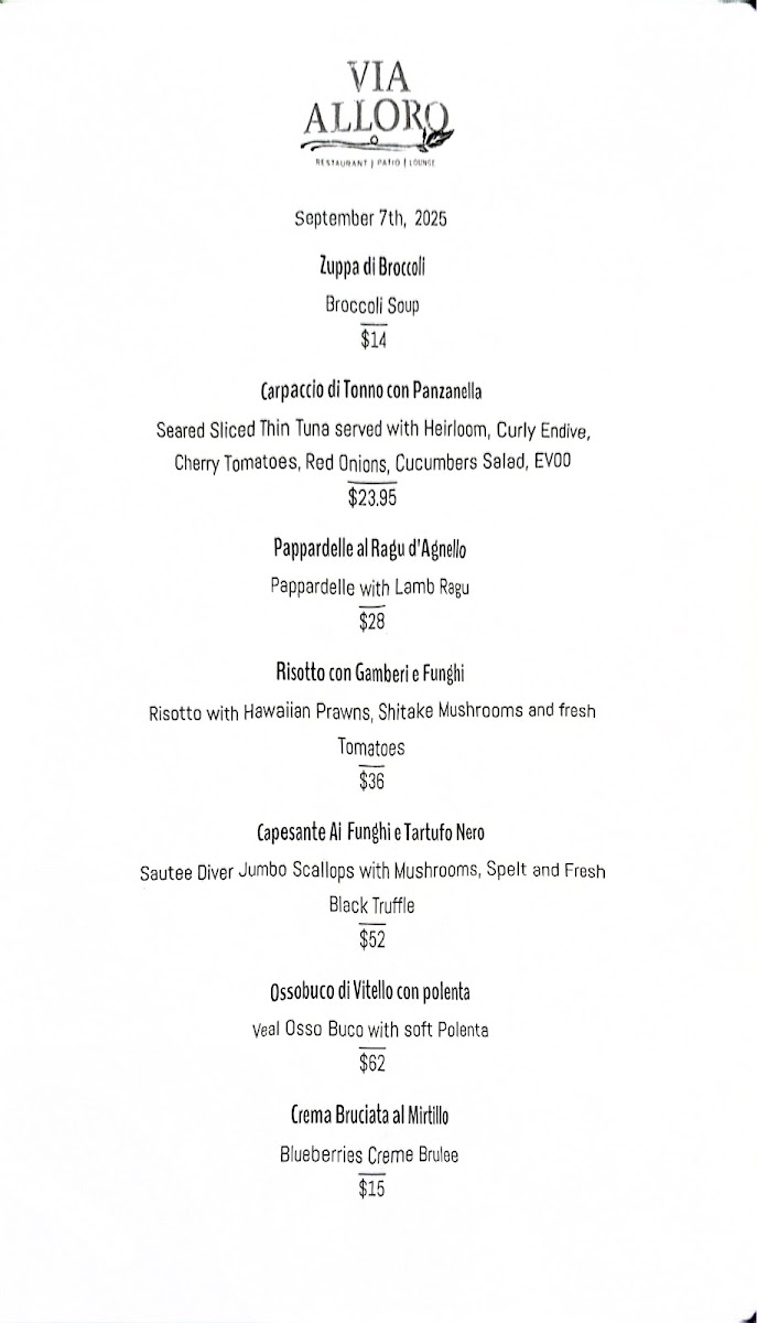 Via Alloro Menu - Image 5